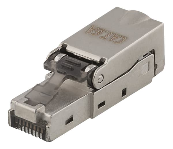 RJ45 plug Cat6A, shielded, tool-less, metal