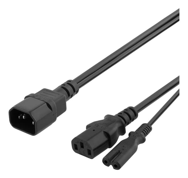 Y-Splitter power cord C14 to C13+C7, 0.5m, black