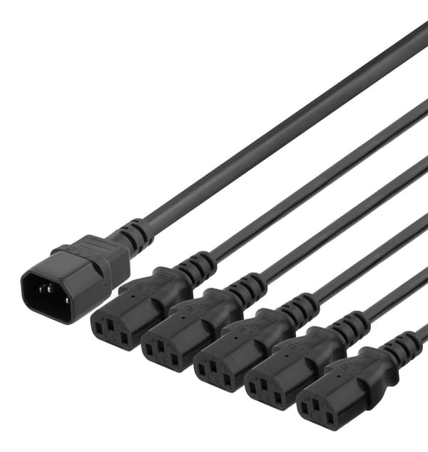 IEC C14 to 5x IEC C13 Power cable, 1m, 10A/250V, Y-Splitter