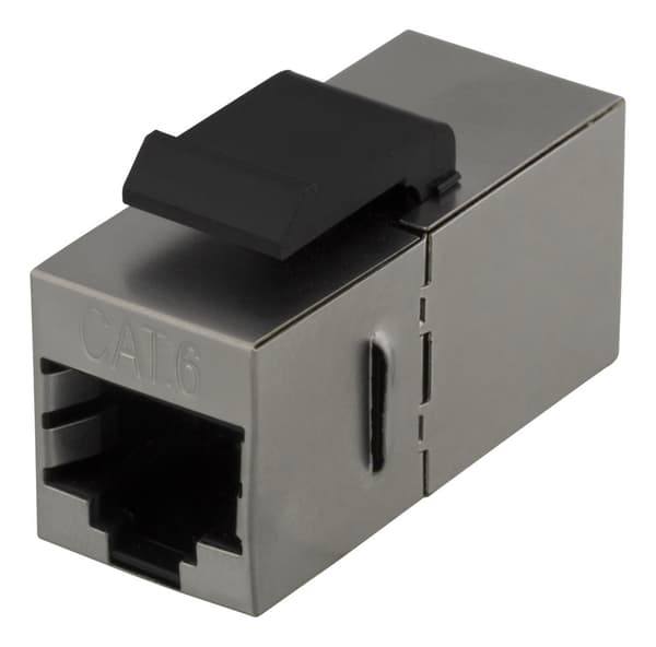 Cat6 Keystone coupler, shielded, 2xRJ45, plastic, 180, metal