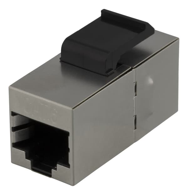 Cat6 Keystone coupler, shielded, 2xRJ45, plastic, 180, metal