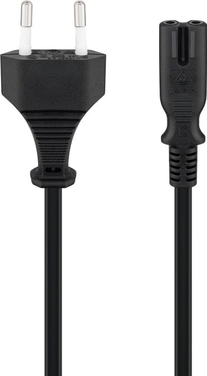 Tilslutningskabel med Euro-stik, 3 m, sort