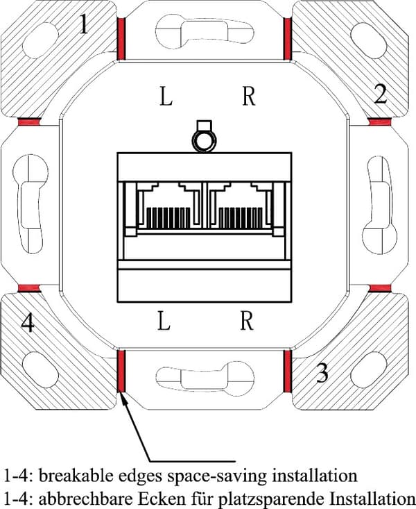 CAT 6 universell veggplate inkl. på veggmonteringsramme