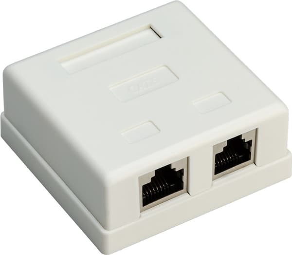2-port RJ45-kopplingsdosa, CAT 6, STP, vit
