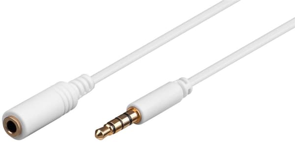 Hodetelefoner og AUX-forlengelseskabel; 4-pinners 3,5 mm slank; CU