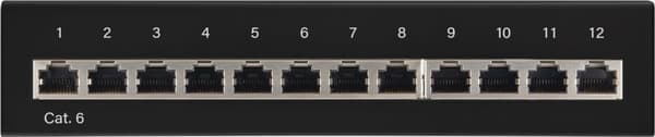 CAT 6 mini/desktop-patch-panel, 12 porte (1 HE)