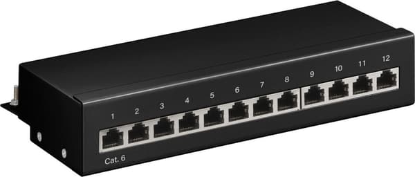 CAT 6 mini/desktop-patch-panel, 12 porte (1 HE)
