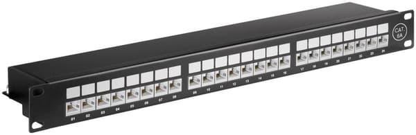 CAT 6a 19-tums (48,3 cm) kopplingspanel, 24 portar (1 HE) Sort