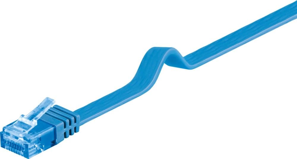CAT 6A platt patchkabel, U/UTP, Blå