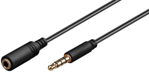 Hodetelefoner og AUX-forlengelseskabel; 4-pinners 3,5 mm slank; CU