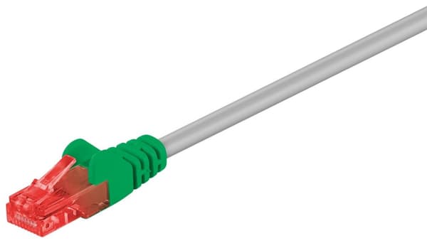 CAT 6 Crossover-patch-kabel, U/UTP, grå, grønn
