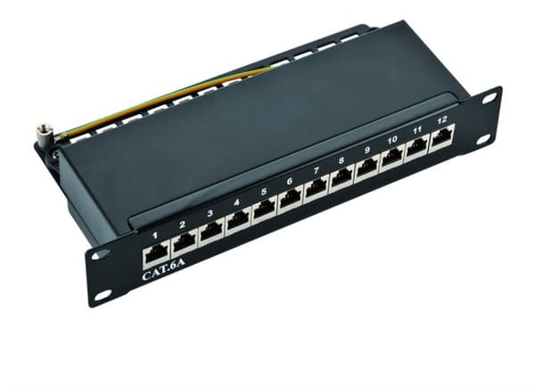 CAT 6a 10 tommer (25,4 cm) patch-panel, 12 porte