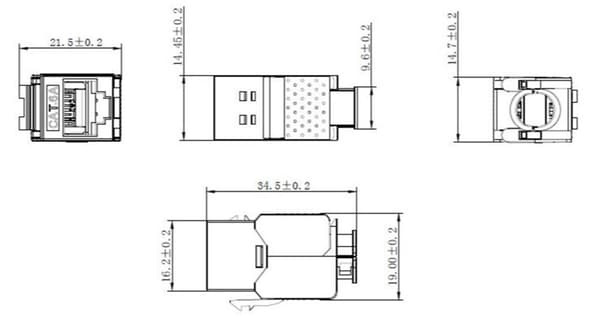 Keystone-moduuli RJ45 CAT 6A, STP, ohut