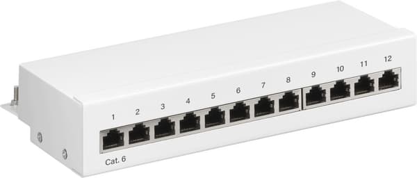 CAT 6 mini/desktop-patch-panel, 12 porte (1 HE) Hvid