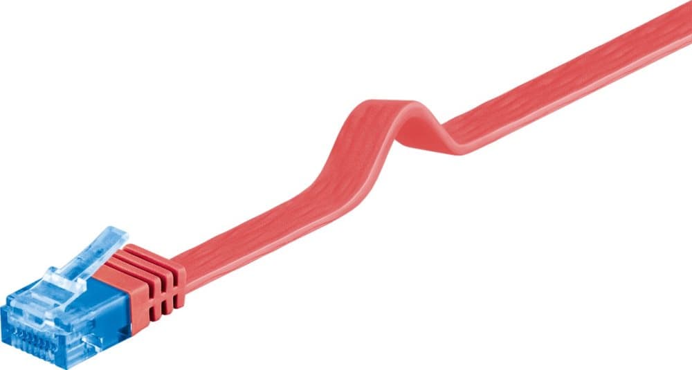 CAT 6A platt patchkabel, U/UTP, Röd