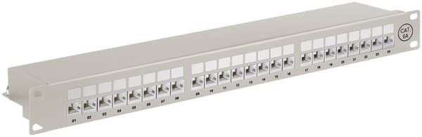 CAT 6a 19-tums (48,3 cm) kopplingspanel, 24 portar (1 HE) Grå
