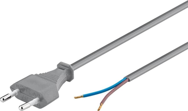 Kabel med eurokontakt for montering, 1,5 m, grå