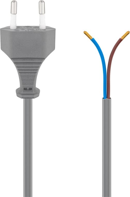 Kabel med eurokontakt for montering, 1,5 m, grå