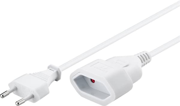 Förlängningskabel Europlug, 5 m, vit