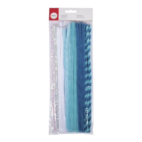 Chenillegarn - RAYHER - Mix, 0,9x30cm - 6 färger - tab.-LS - renblått