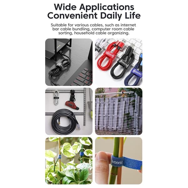 5m Organize Clipable Cable Management Velcro Genanvendelig