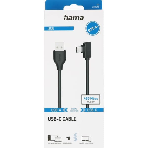Hama Kabel USB-C til USB-A USB 2.0 480 Mbit/s Svart