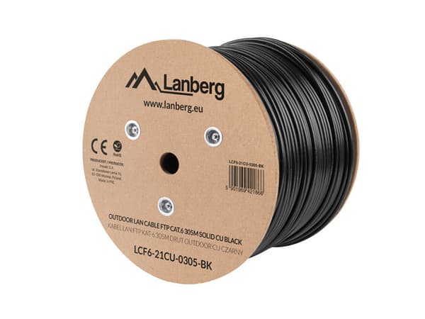 Lanberg LCF6-21CU-0305-BK networking cable Black 305 m Cat6 F/UTP (FTP) outdoor