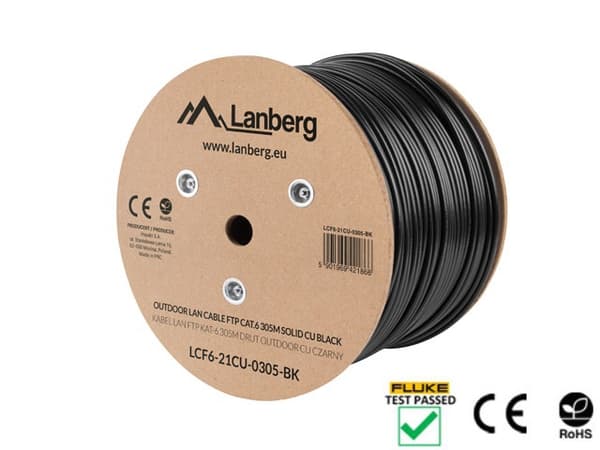 Lanberg LCF6-21CU-0305-BK networking cable Black 305 m Cat6 F/UTP (FTP) outdoor