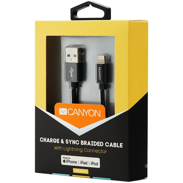 CANYON cable MFI-3 Lightning 12W 1m Black