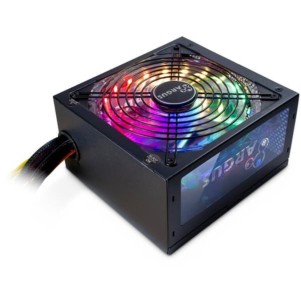Power Supply INTER-TECH Argus RGB, 80PLUS Bronze, 600W, Retail, 1x140 Fan, 1x20+4Pin, 4+4Pin, 2xPCI-e 6+2Pin, 3x4Pin (Molex), 6xSATA, 1xFDD (Rev. 2) Sort