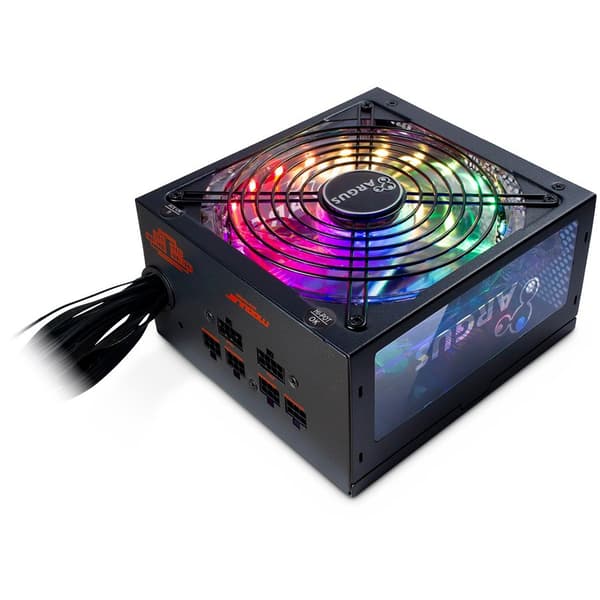 Power Supply INTER-TECH Argus RGB, 80PLUS Gold, 650W, Retail, 1x140 Fan, 1x20+4Pin, 4+4Pin, 2xPCI-e 6+2Pin, 3x4Pin (Molex), 6xSATA, 1xFDD, Cable manag Sort