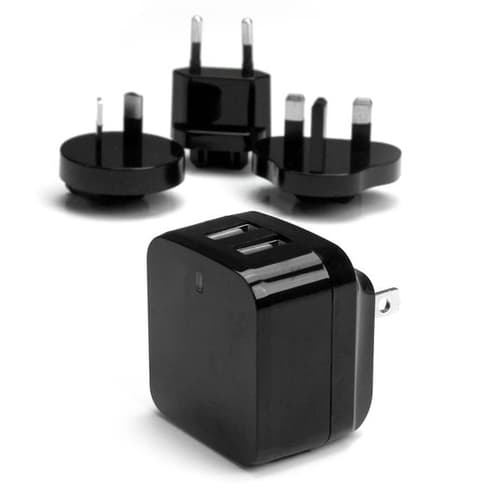 2 PORT USB TRAVEL WALL CHARGER Sort