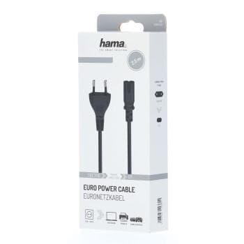 Hama Mains Cable, Euro Plug - 2-Pin Socket (Double Groove), 2.5 m