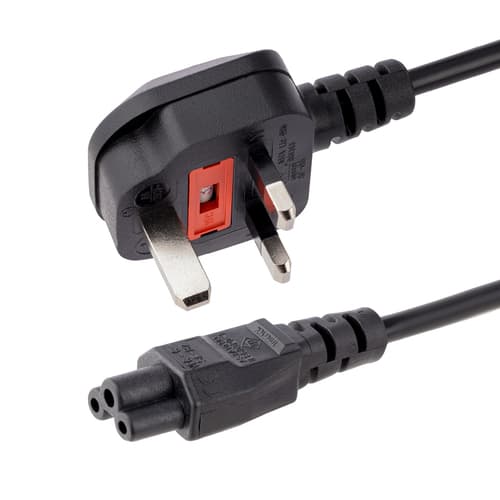 StarTech.com 3ft (1m) UK Laptop Power Cable, BS 1363 to C5 Clover Leaf, 2.5A 250V, 18AWG, Notebook/Laptop Replacement Cord, Printer Cable, UK Laptop C