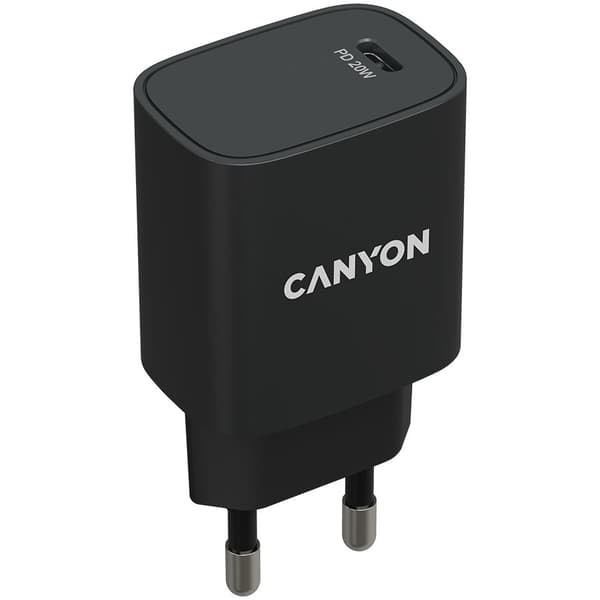 CANYON charger H-20-02 PD 20W USB-C Black Svart
