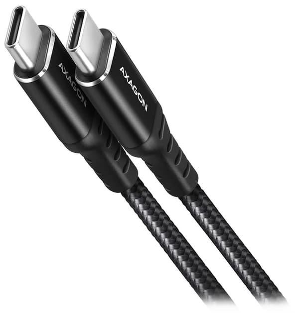 Axagon Data and charging USB 2.0 cable length 2 m. PD 60W, 3A. Black braided.