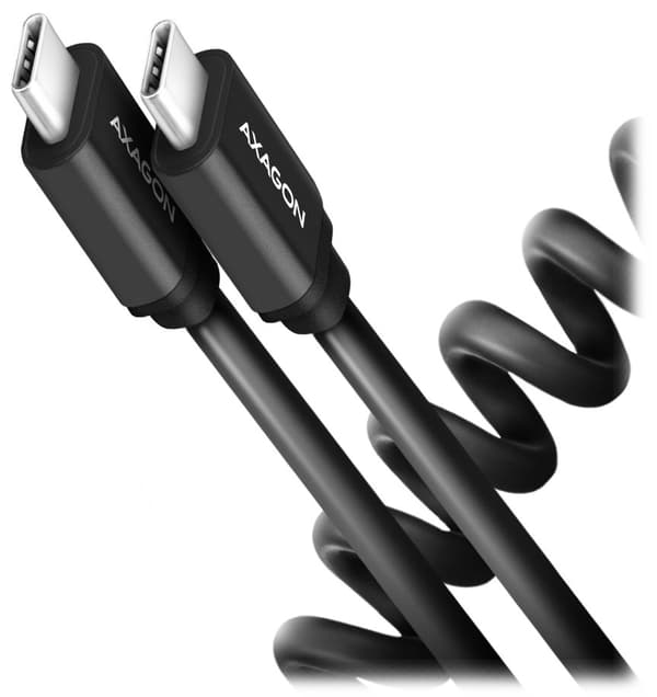 Axagon Data and charging USB 2.0 cable 1.1 m long. PD 60W, 3A. Black twisted.