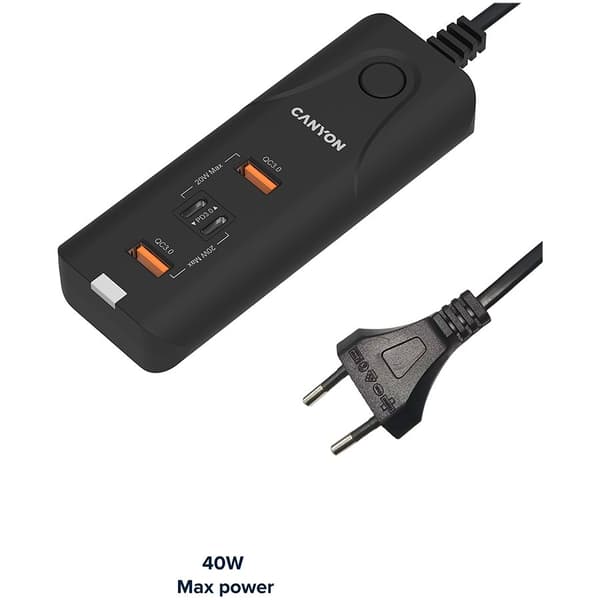CANYON charger H-10 PD 20W QC 3.0 18W 2USB-A 2USB-C Desk Black