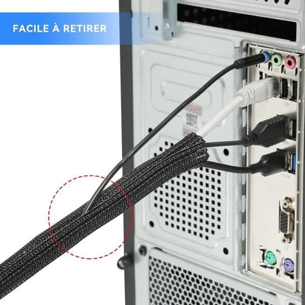 AGPTEK Kabelhylsa 3 Meter 19-29 mm, Flexibel vävd Justerbar Mjuk Kabelhylsa för kontor - TV - Dator PC, 3 Meter