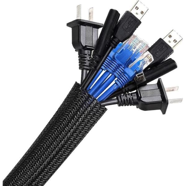 AGPTEK Kabelhylsa 3 Meter 19-29 mm, Flexibel vävd Justerbar Mjuk Kabelhylsa för kontor - TV - Dator PC, 3 Meter