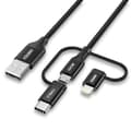 Miniatyrbild 1 av 2: MFI Lightning USB Typ C micro USB-kabel 3in1 1,2 m svart