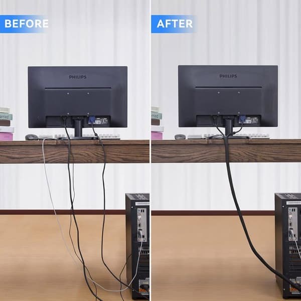AGPTEK Kabelhylsa 3 Meter 25-35 mm, Flexibel vävd Justerbar Mjuk Kabelhylsa för kontor - TV - Dator PC, Svart