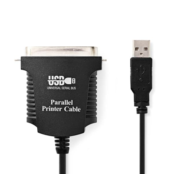 Nedis parallellkabel | USB-A Han | Centronics 36-pins han | Nikkel belagt | 2.00 m | Rund | PVC | Konvolutt