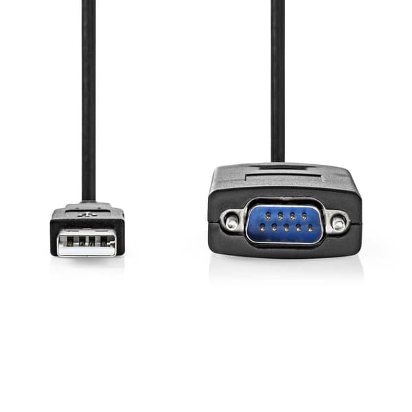 Nedis RS232-omvandlare | USB-A Hane | RS232 | Nickelplaterad | 0.90 m | Rund | PVC | Svart | Låda