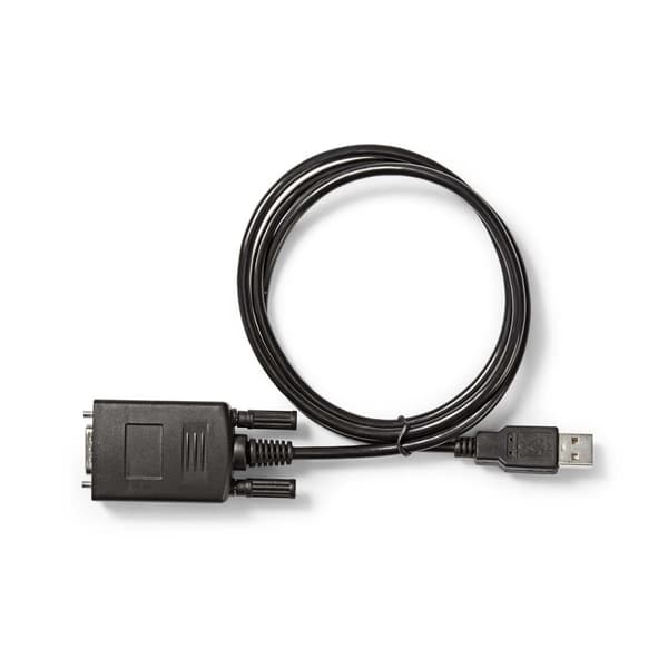 Nedis RS232-omvandlare | USB-A Hane | RS232 | Nickelplaterad | 0.90 m | Rund | PVC | Svart | Låda