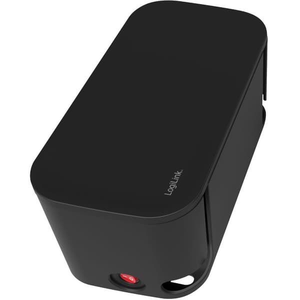 Cable box - Kabelgömma med grenuttag + USB-A/USB-C-laddning Svart
