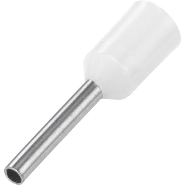 TRU COMPONENTS E050-08WT 1572428 Kabeländlock med en ände 1 x 0,50 mm² x 8 mm Delvis isolerad Vit 100 st (s)