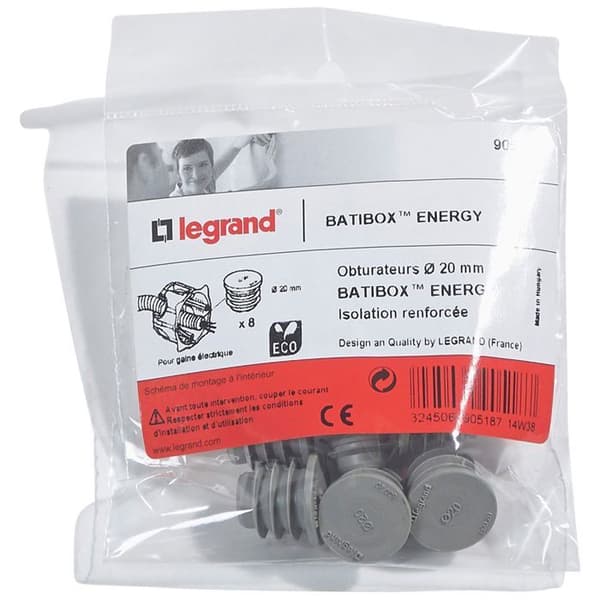 Batibox Energy Legrand kanalpluggar - Diameter 20 mm - Säljs av 8