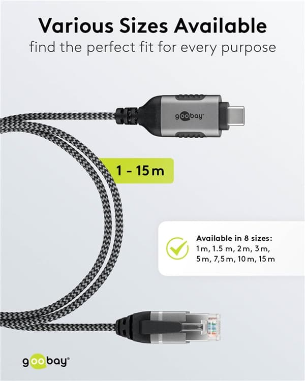 Ethernet-kabel USB-C™ 3.1 til RJ45, Slim, 1 m
