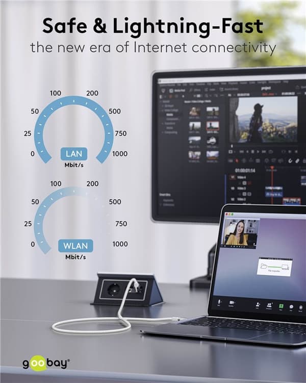 Ethernet-kabel USB-C™ 3.1 til RJ45, Slim, 15 m